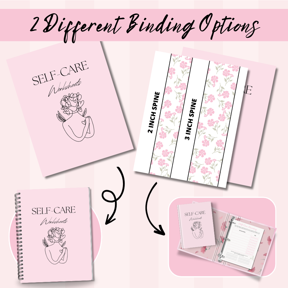 Self-Care Worksheets | Printable Wellness Journal | 77 Pages