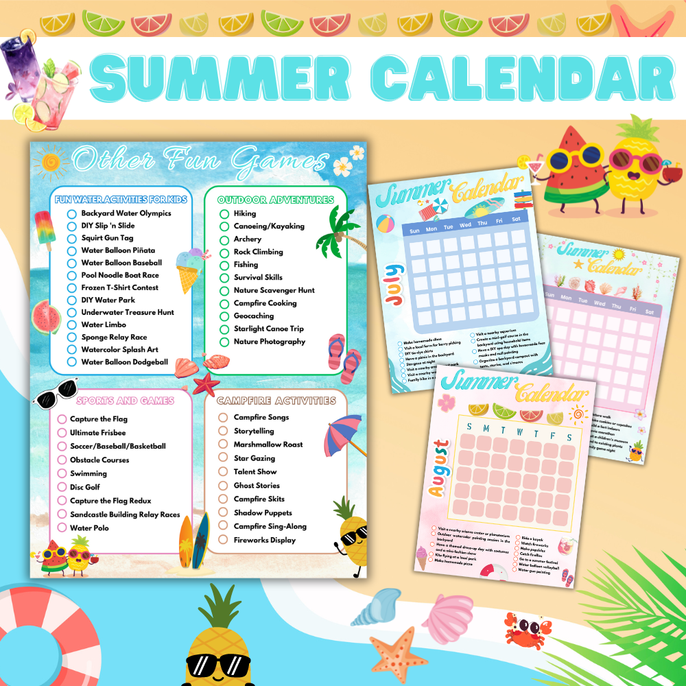 Summer Calendar | Printable Activity Calendar for Kids | FREE Download