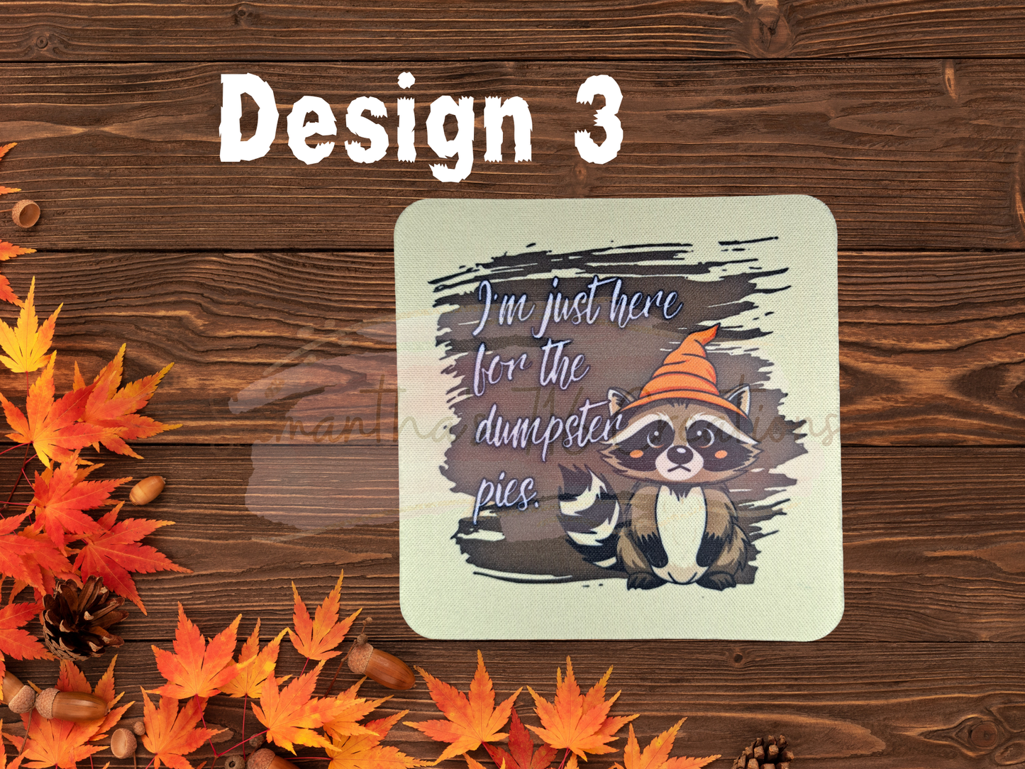 Funny Fall Animal Coaster Set – Fall Mood Swings Collection – 4-Piece Sublimated Coasters – Autumn Sass – Neoprene Drink Coasters – Sassy Seasonal Gift