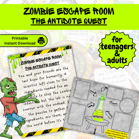 Zombie Escape Room: The Antidote Quest | Printable Game for Teens & Adults