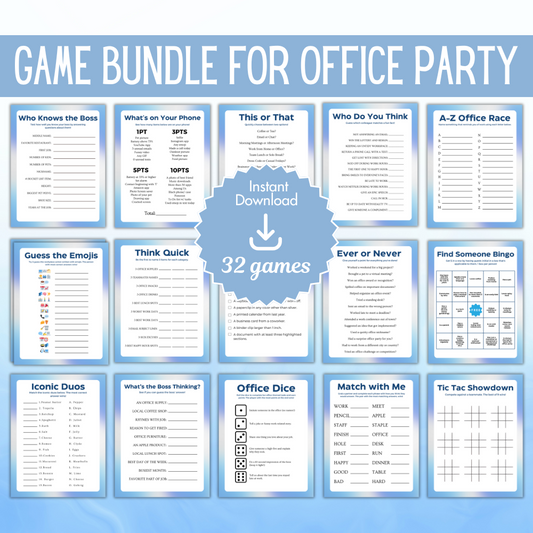 Game Bundle for Office Party | Printable Team Building Games | 32 Pages
