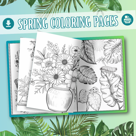 Spring Coloring Pages | Floral & Nature-Themed Printable Set | 30 Unique Illustrations