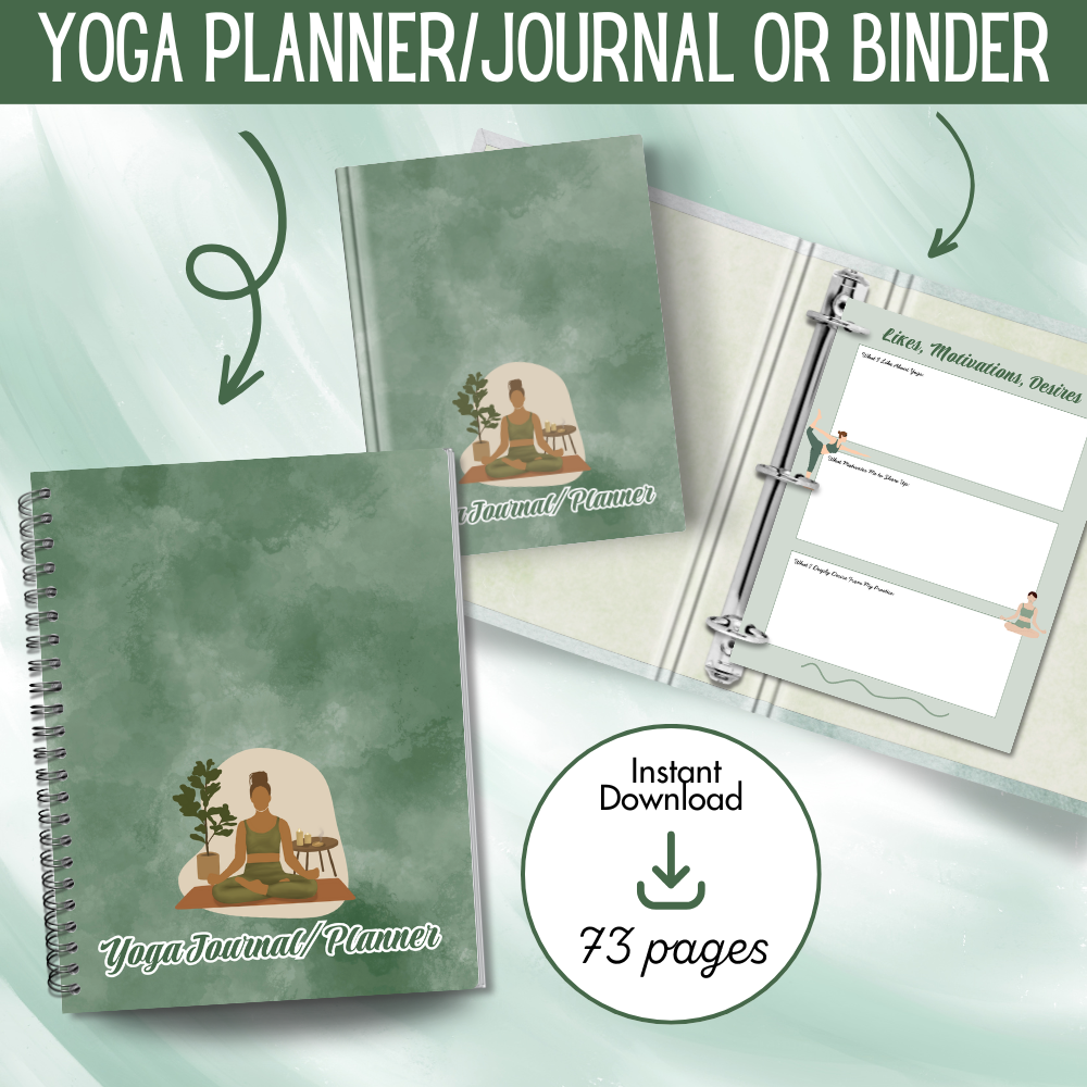 Yoga Journal & Planner | 73 Pages | Printable Wellness Binder