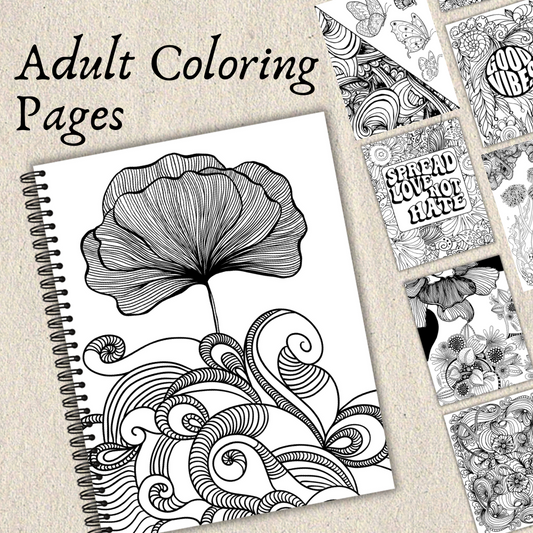Adult Coloring Pages | Printable Coloring Book for Stress Relief | 10 Pages