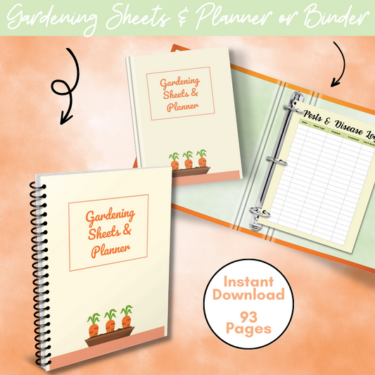 Gardening Sheets & Planner | Printable Garden Binder | 93 Pages