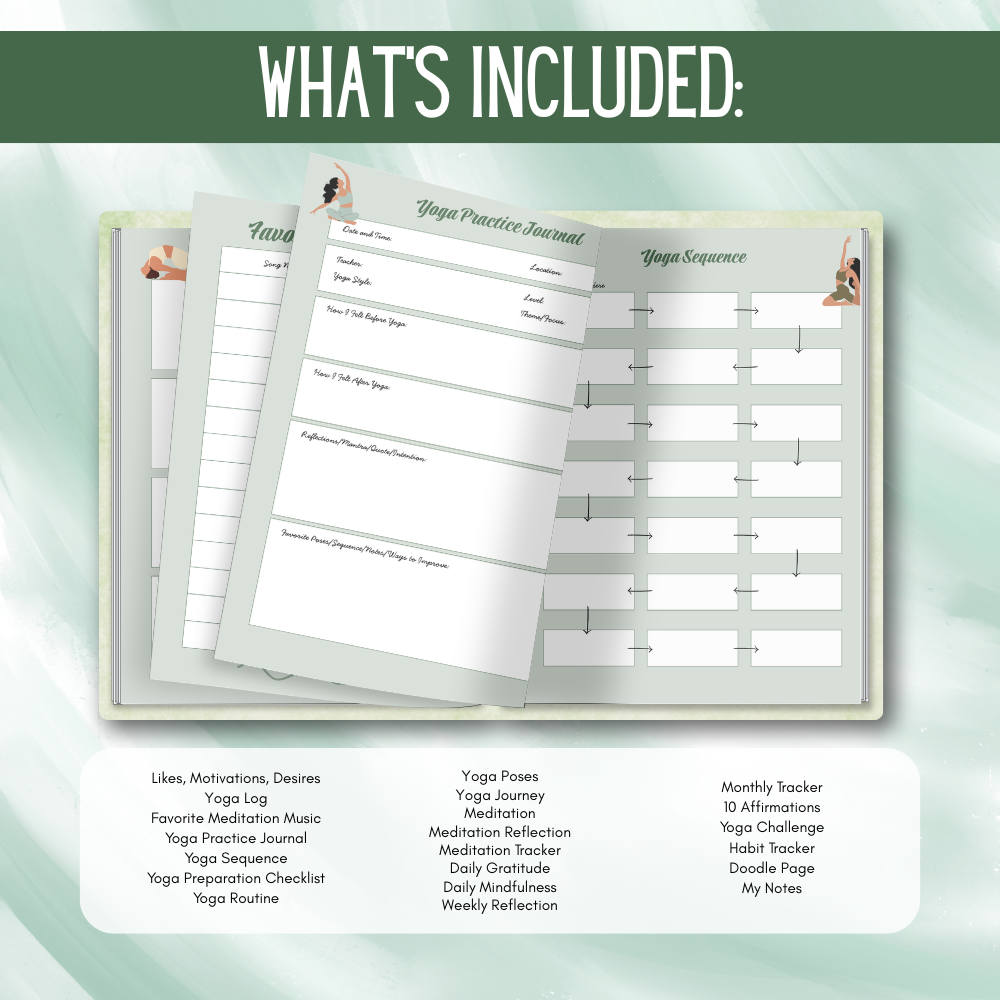 Yoga Journal & Planner | 73 Pages | Printable Wellness Binder