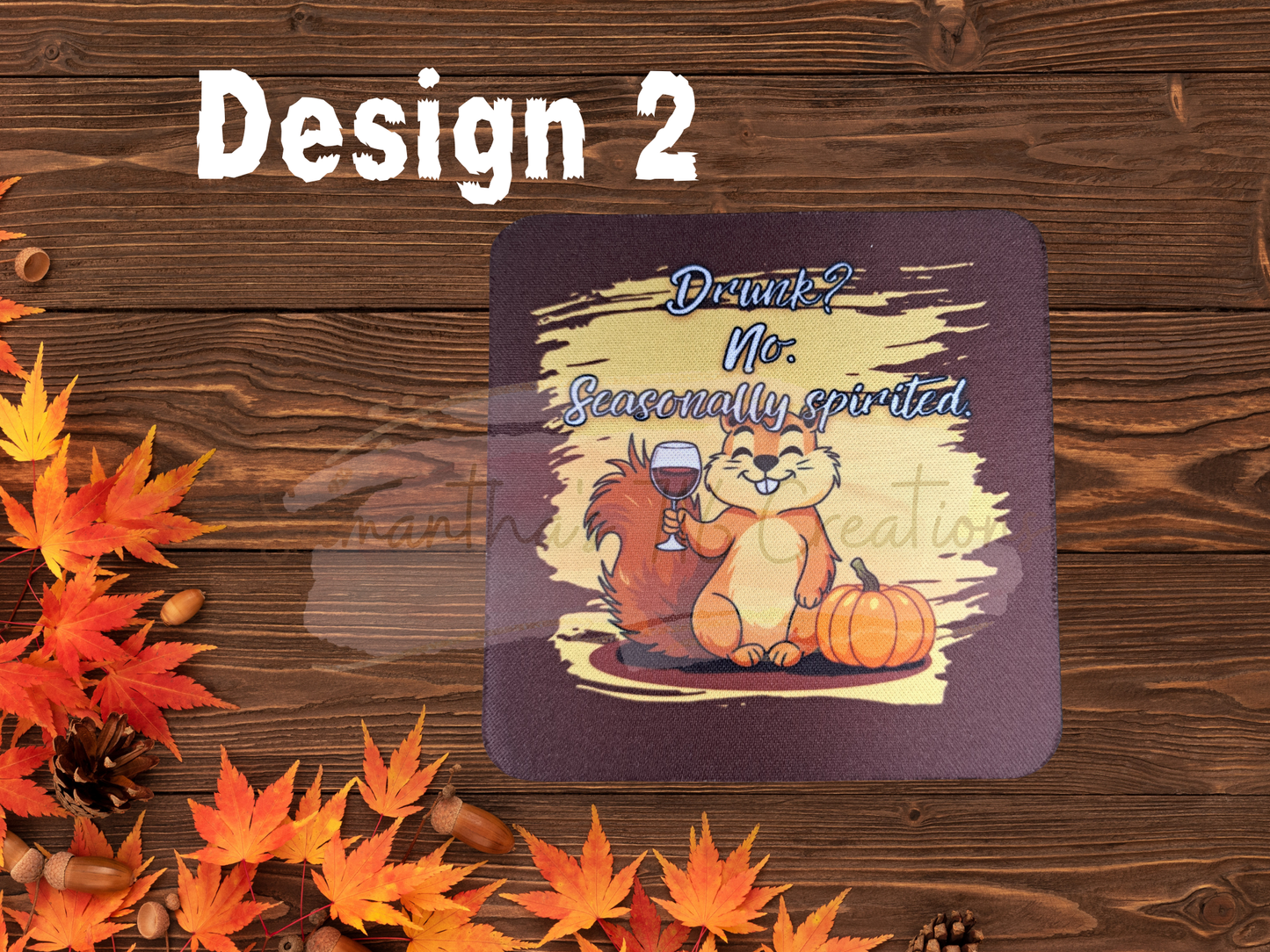 Funny Fall Animal Coaster Set – Fall Mood Swings Collection – 4-Piece Sublimated Coasters – Autumn Sass – Neoprene Drink Coasters – Sassy Seasonal Gift
