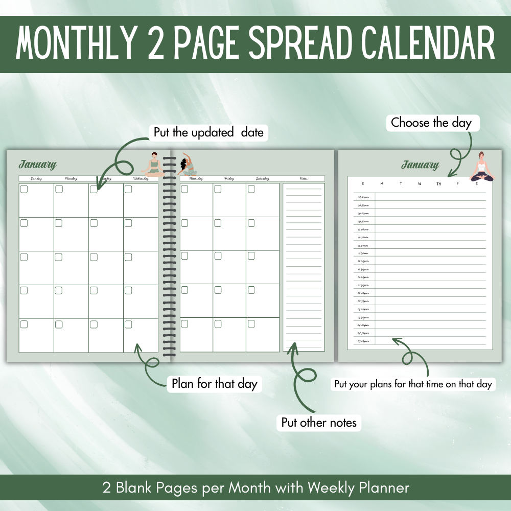Yoga Journal & Planner | 73 Pages | Printable Wellness Binder